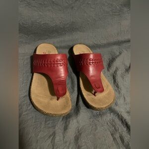 Clarks Red Leather Women's Sandals